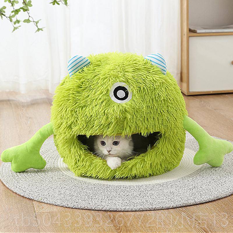 高档怪兽床窝猫冬天保暖全封闭式可洗四季通用猫用屋幼猫睡觉宠拆