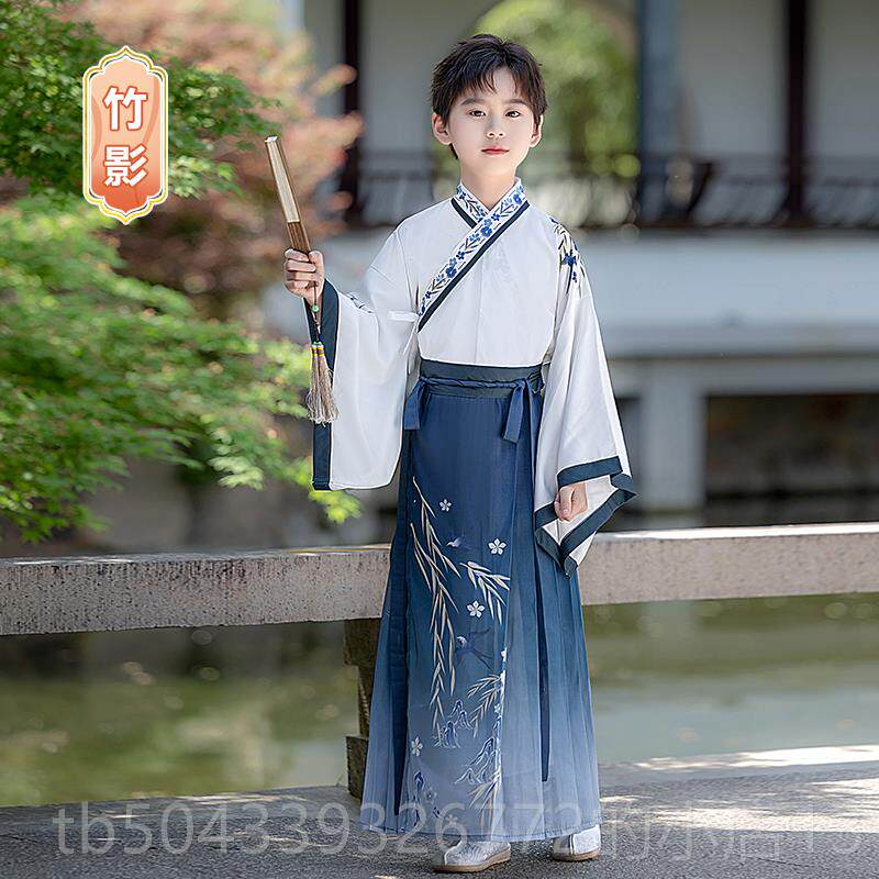 高档学儿童汉服男古装中童国风国服2025款夏季小学生演出服新女童