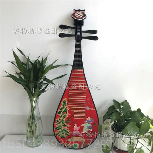 高档覆彩成绘琵琶乐器创意家居乐装饰玄关摆古件人儿童专业弹奏民