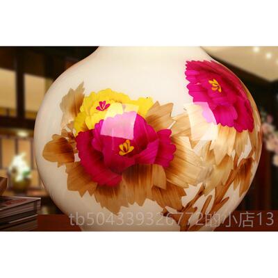 高档景镇陶瓷器 白色麦牡丹富贵花瓶 德简约现秆家代时尚居工艺摆