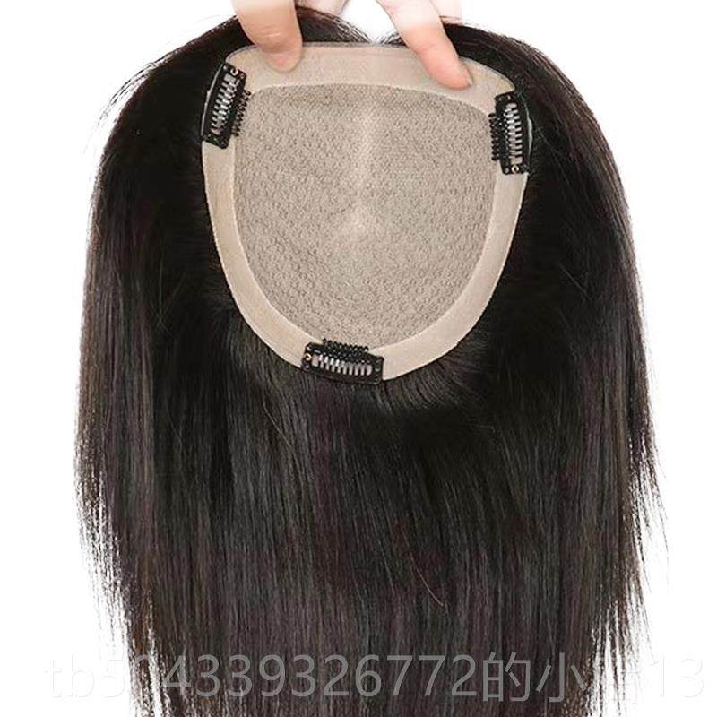 高档双针手织头补发片蓬真发递假发女无痕接发顶假发片增发量松垫