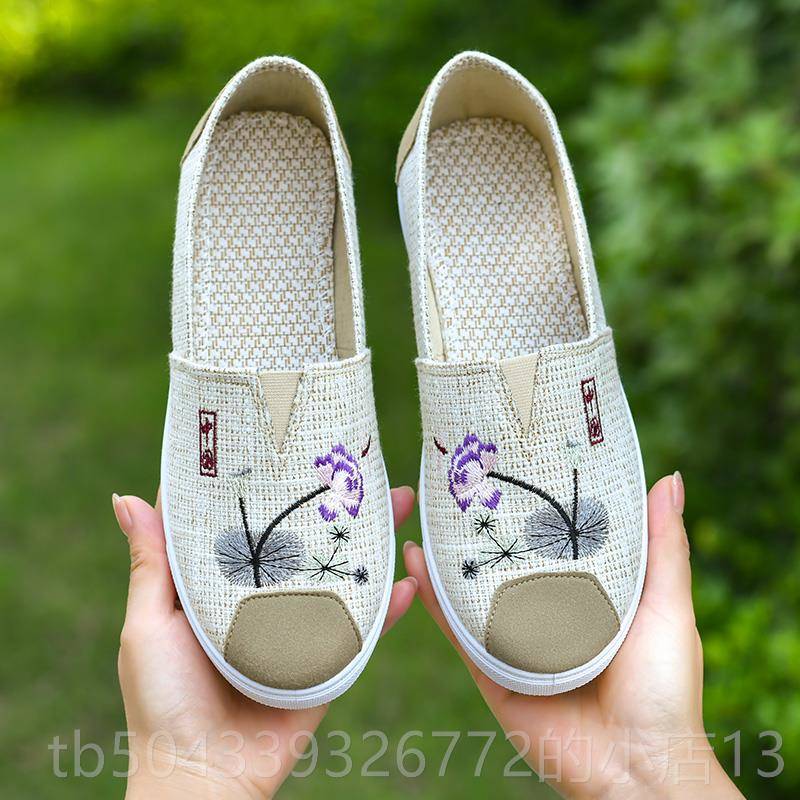 高档牛底春秋绣防花鞋老北布鞋筋女京鞋滑软底轻便舒适休闲妈妈鞋