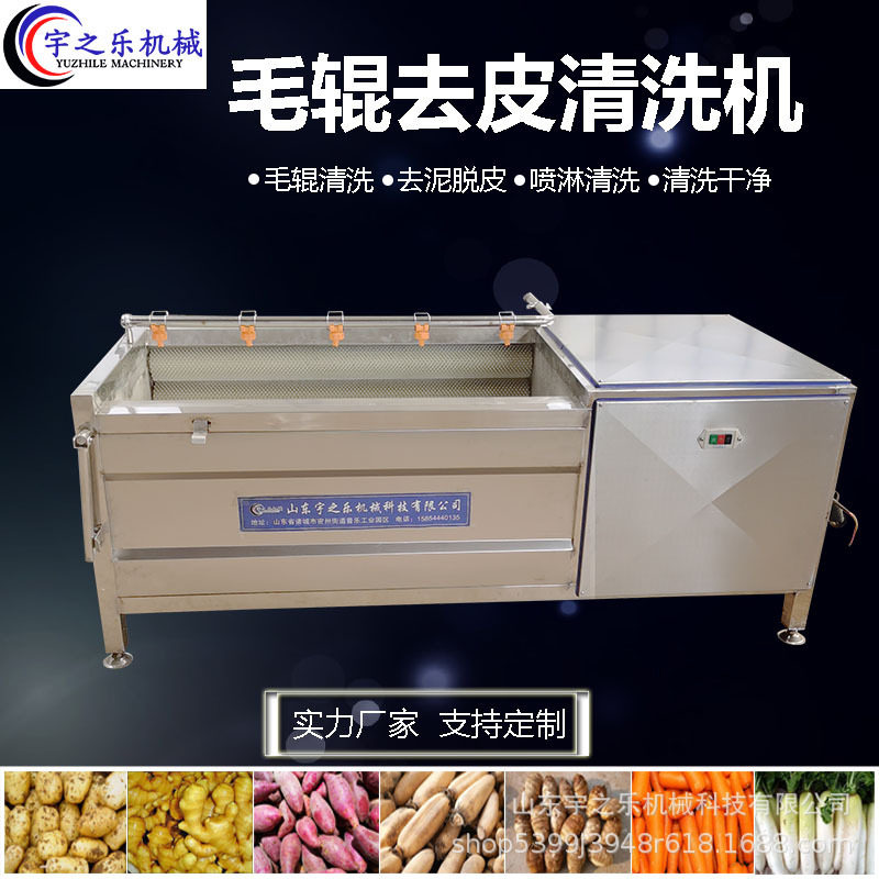 螺旋式毛刷清洗机 小型牡蛎海螺毛辊清洗机 海产品清洗全套设备