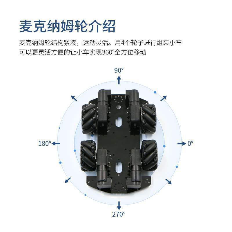 60mm麦克纳姆轮TT马达电机麦轮ROS小车配件橡胶轮胎全向移动