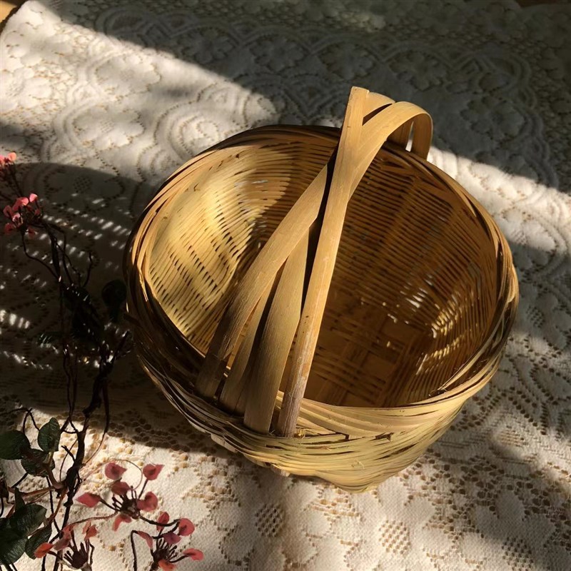 儿童竹篮小提篮花篮水果篮子迷你竹箩筐花器采摘水果摘草莓篮子