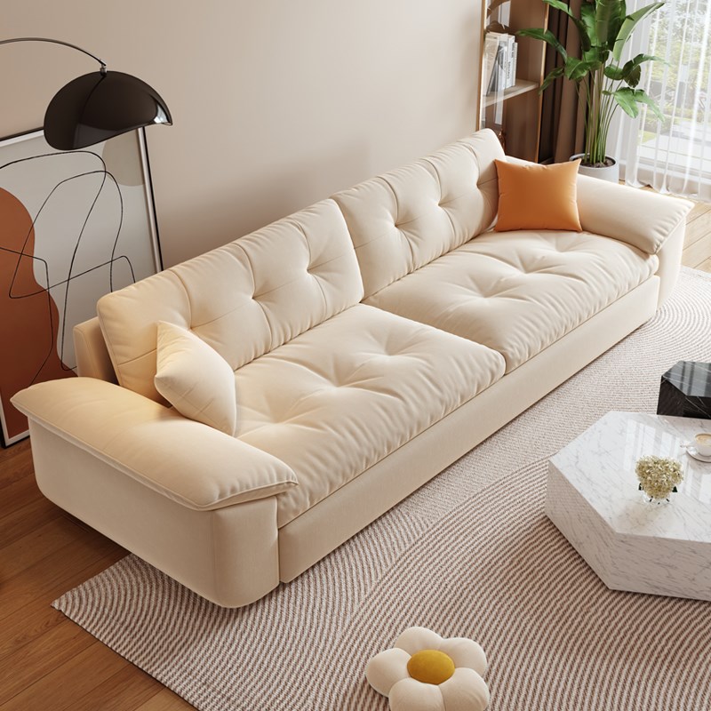 奶油风猫抓布艺沙发客厅小户型租房意式简约现代家用直排云朵沙发