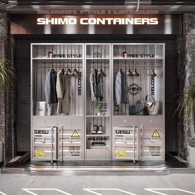 工业风铁艺衣柜创意家用卧室收纳衣橱网红简易服装店集装箱储物柜