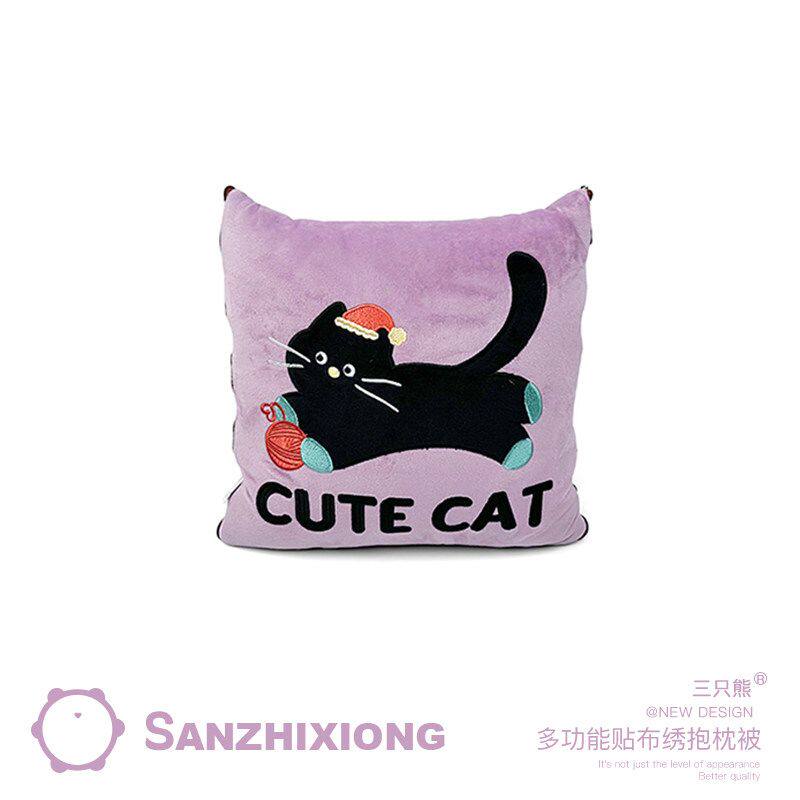 卡通猫咪汽车抱枕被办公室午睡毯二合一创意车载腰靠抱枕汽车靠枕