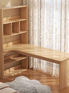 学桌生家用转角书桌书架一体卧桌室简易字学习写桌双TJZ人电脑带