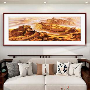 JJ895194金色里城中式客厅字挂画聚宝盆沙发水办山公室背景万墙壁