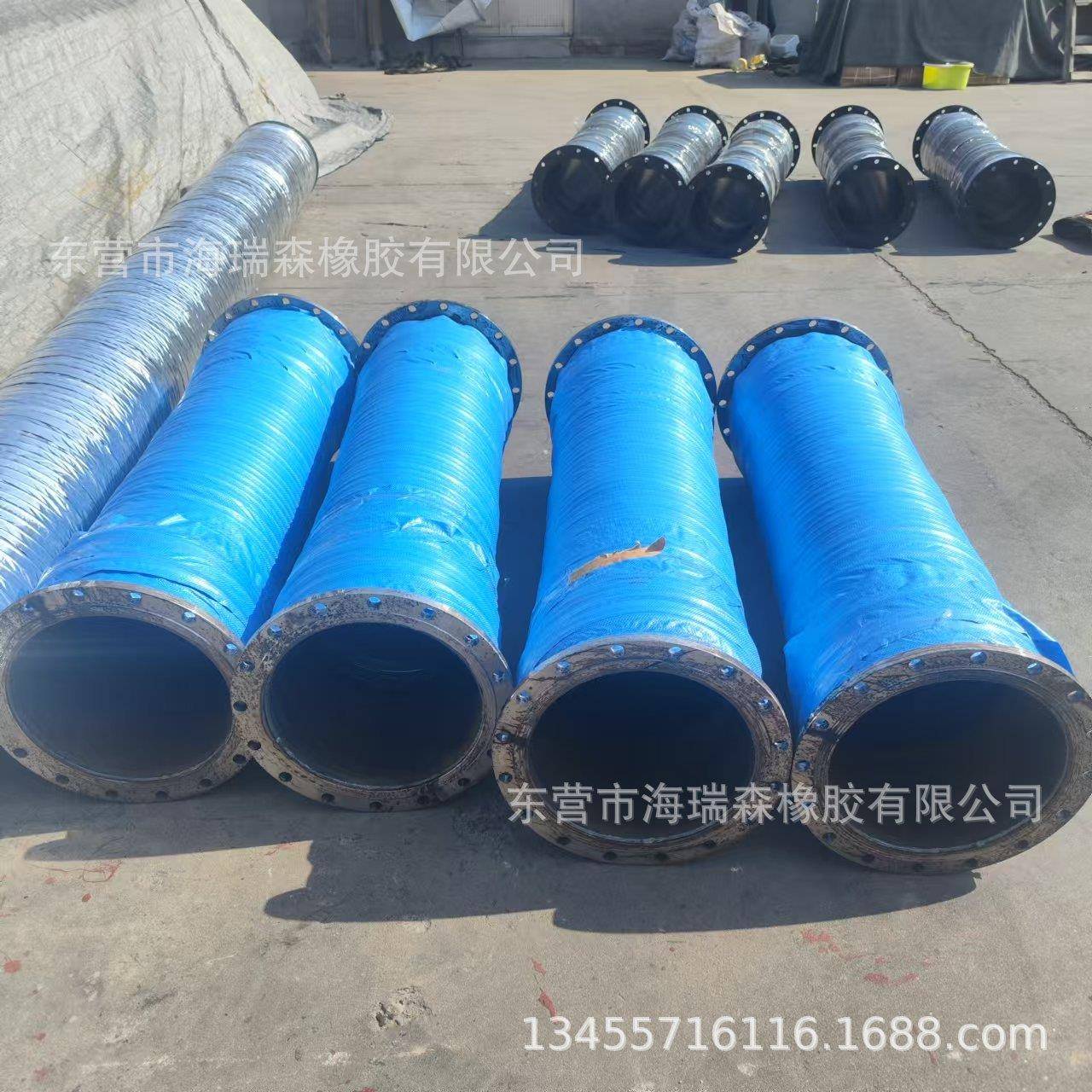 包胶法兰软管船用钢丝耐磨橡胶管耐磨抗腐蚀通体橡胶包胶法兰胶管