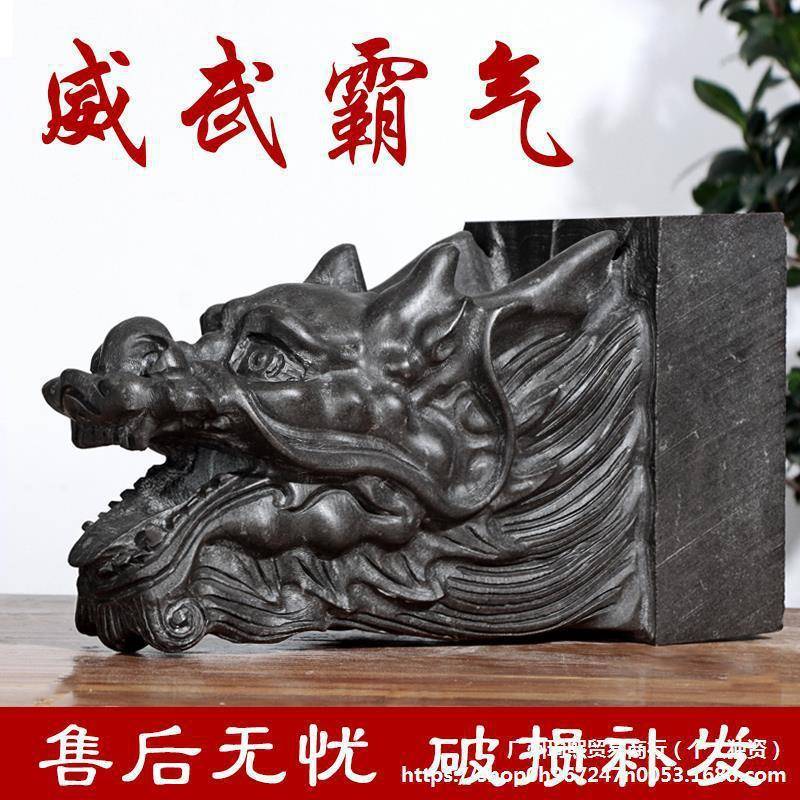 石雕龙头喷水吐水喷泉庭院别墅鱼池青石墙壁流水雕刻石材鱼垒德株