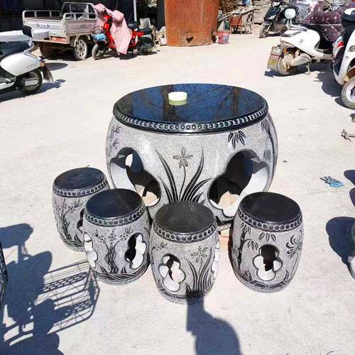 户外大理石圆桌子象棋石桌椅摆件棋盘石桌凳青石花岗岩石桌石凳