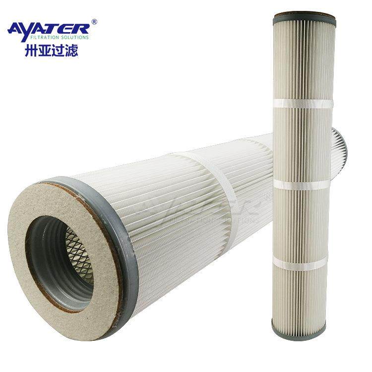 工业除尘器滤芯PTFE折叠覆膜聚酯纤维脉冲褶式粉尘净化除尘滤筒