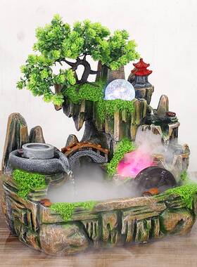 高山流水仿真树LED灯圈循环水鱼缸摆件义乌交流会小商品直销