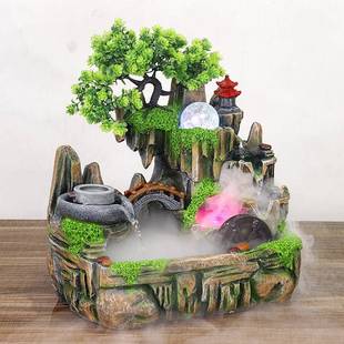 高山流水仿真树LED灯圈循环水鱼缸摆件义乌交流会小商品直销