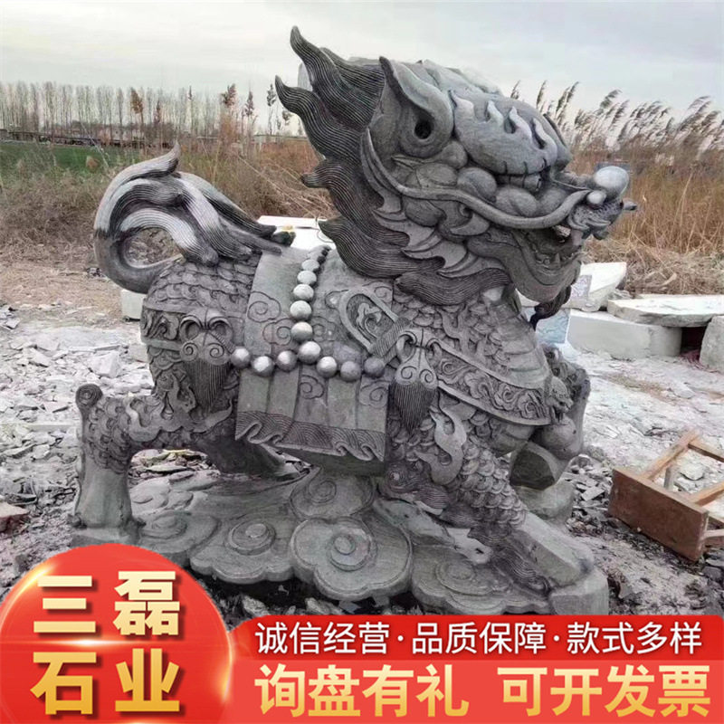 大理石花岗岩石雕麒麟瑞兽大型神兽看门护院别墅酒店公司庭院门口