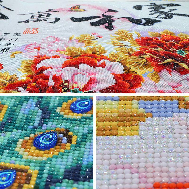 202画5款钻石满钻厅家和新万客事兴点砖XUS贴水晶花开富贵十字绣2