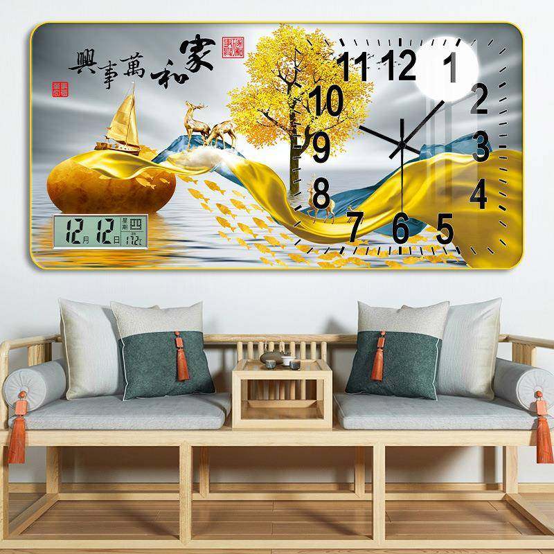 钟表挂钟客厅2025新款装饰画万年历电子钟家用挂画时钟挂墙表智能,家居饰品,现代装饰画,淘宝优惠券,粉丝福利购,淘宝优惠卷