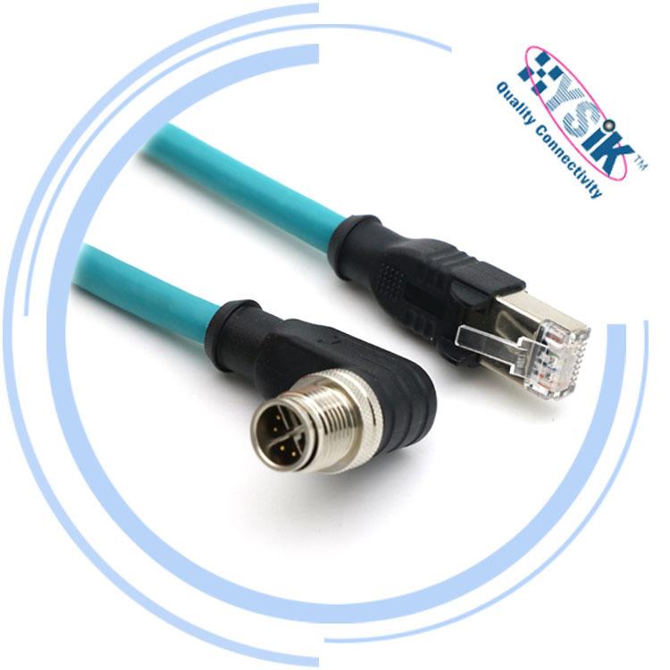 M12转RJ45工业以太网网线8芯X型带屏蔽线工业相机连接线