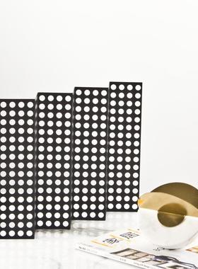 现代简约黑色折叠镂空金属网片屏风摆件样板房售楼处软装饰品摆设