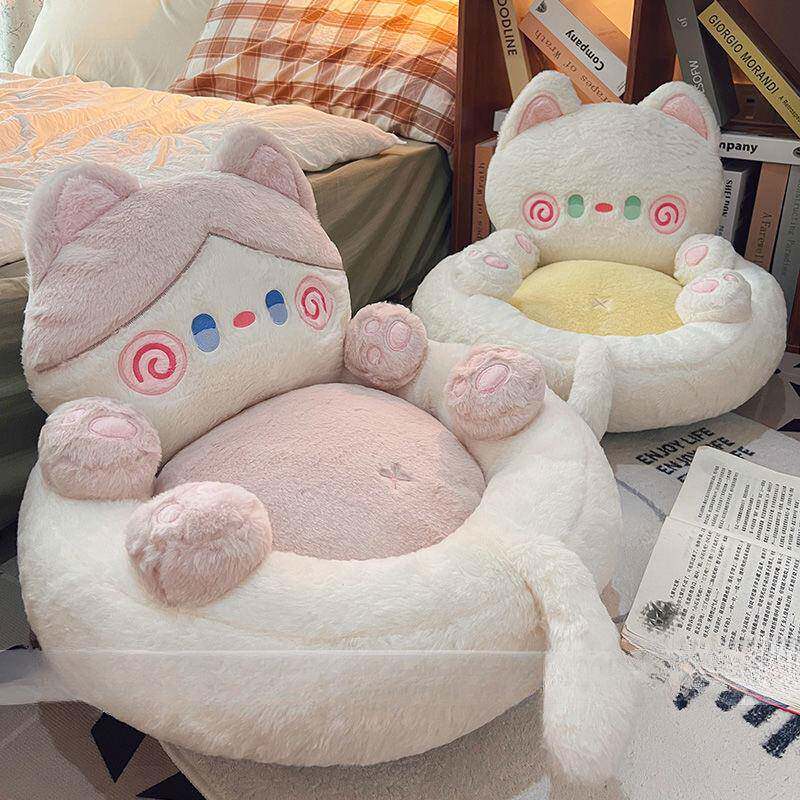 猫咪坐垫地上懒人小沙发榻榻米蒲团卧室飘窗靠背一体地板垫子看书