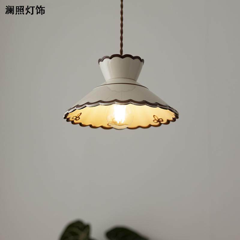 法式中古风手绘陶瓷吊灯餐厅床头玄关吧台过道日式复古奶油风灯具,家装灯饰光源,智能吊灯,淘宝优惠券,粉丝福利购,淘宝优惠卷