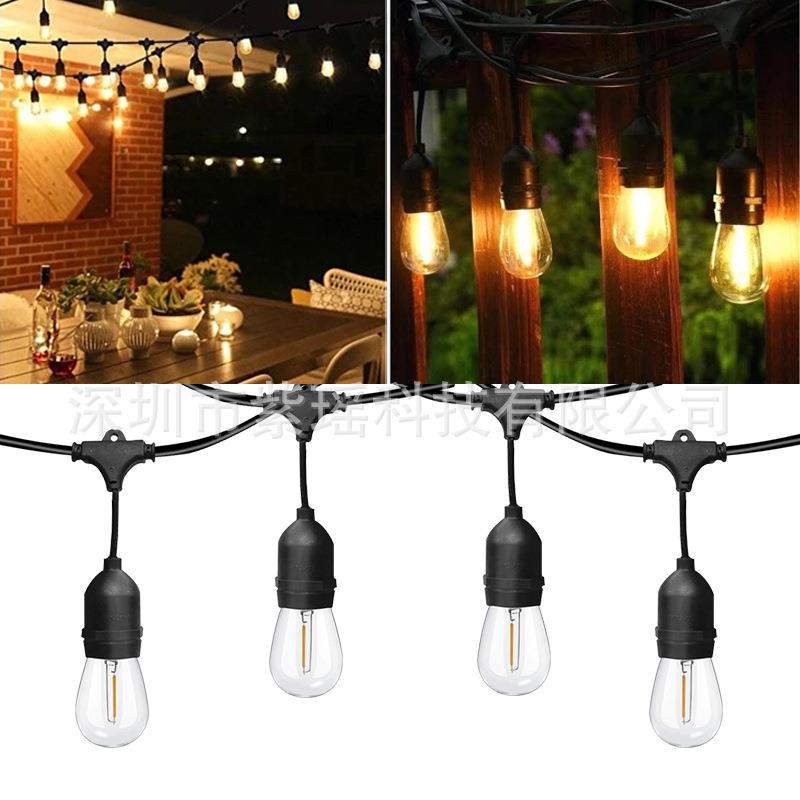 直销3W太阳能15LED球泡灯S14装饰灯婚庆灯防雨暖光灯串草坪灯