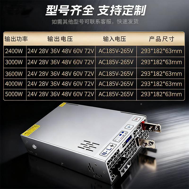 单路输24V28V36V48V0V72V开关电XNC源624V3000出W工控电源PFC带功