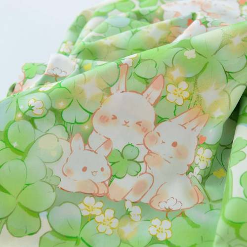 60支250厘米宽贡缎纯棉布料床单被套枕套床笠幼儿园宝宝四叶草