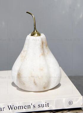 创意轻奢西班牙进口云石南瓜水果装饰摆件样板间电视柜酒柜工艺品