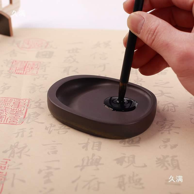 迷你宋坑砚台方形原石小楷抄经行囊砚墨盒小号端砚肇庆磨墨垒德株