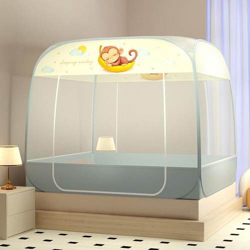 205新款免安装蚊帐卧纹室家2用CQZ全底婴儿防止掉床防摔蒙防古包