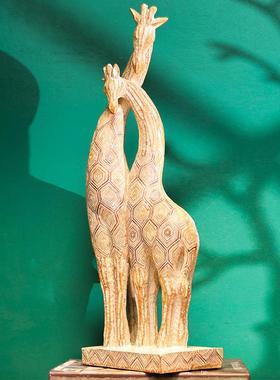 花园物面树工艺品大象动长颈鹿室内摆WTDSC081脂设家居艺术桌装饰