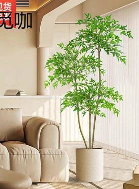 植物南天竹落地盆栽室内mika5t37型仿生绿植摆件客大奢轻装饰花假