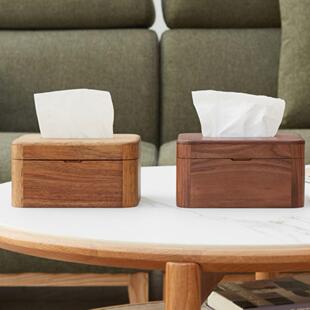 实木纸巾--盒胡桃客木盒车载轻抽纸创意奢家用厅磁吸收纳盒家居