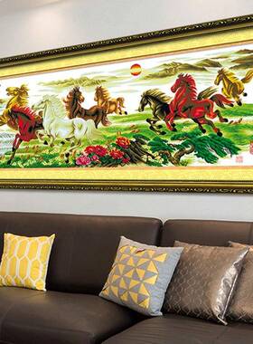 蒙娜丽十字绣莎马到成功骏图山水F96STSH9画线202八5新款大幅客厅