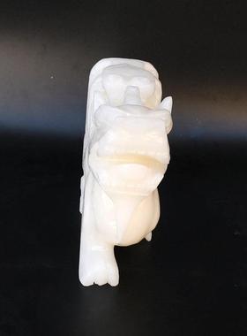 阿瓷富汗玉貔貅POW对件汉白摆玉瓷皮丘德化白客厅家一用装饰品