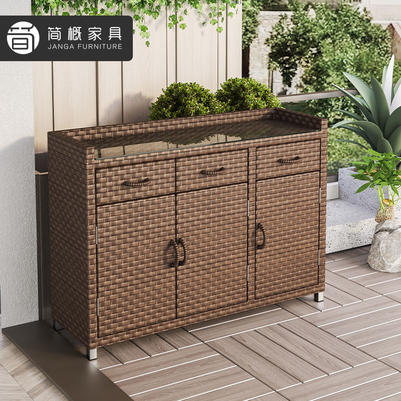 户外藤编防水防晒收纳柜