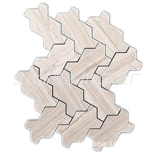 新灰款 设计木纹大理材马赛厨房卫生间阳台克吧台内外墙LD032贴墙