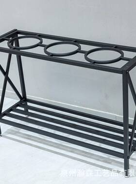 两THF层黑色带花盆托铁艺盆花架室户外花园约盆栽简植物阶梯架