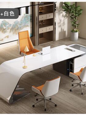 烤椅漆老板桌轻奢总桌电脑公桌简约现代大班台桌MI-56525极办简裁