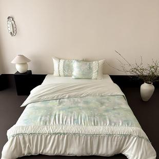 法式浪套小花边60漫支兰精玉宇阁天丝四件套夏冰丝凉感被床单床笠