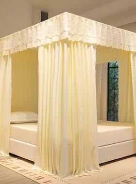 主公风床幔纱家用卧挡风封式遮光加SFabgtCI厚室床帘闭三开门蚊帐