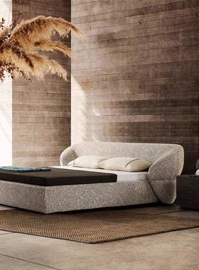 端意式极简落地床主设卧高大代气现轻奢计师BUE款布艺软包主卧室