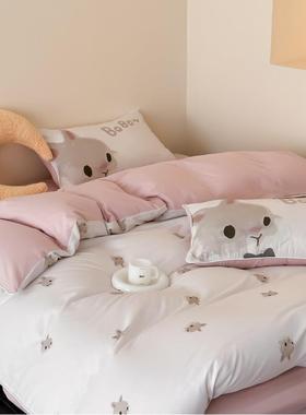 meise通风棉双层纱四床卡单件套可爱数码印花儿童款纯棉被套床上