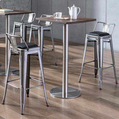 铁艺金酒属吧台椅锈钢色吧凳不实木简约吧椅业风工高脚BY-018凳靠