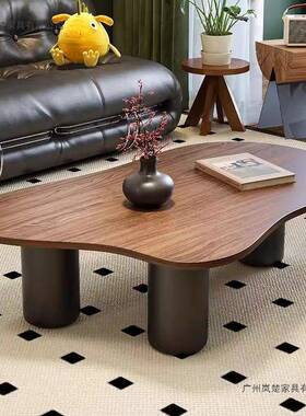 法式云朵茶几家用轻奢简型小户客厅极简胡桃木桌小子中VUT约古风