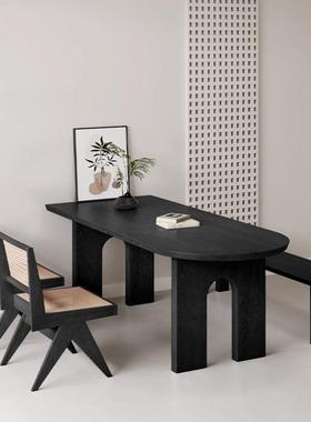 中古实木岛台餐家用小户型墙饭靠桌半圆形原木餐XR23321桌风厅复