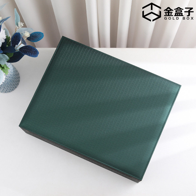 现货高端PU皮玻璃样板盒手提